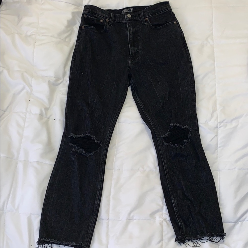 Distressed mom jeans